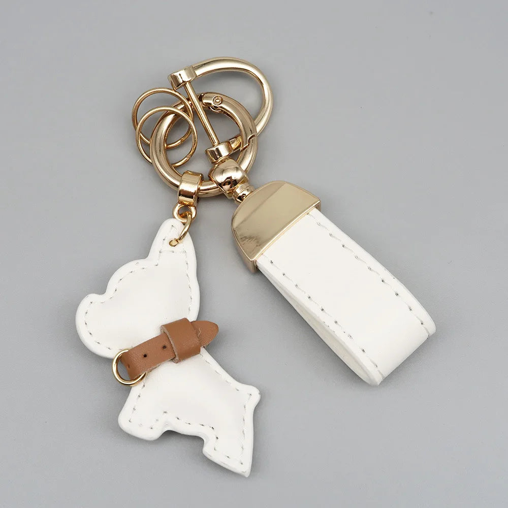 Custom Name Metal Leather Dog Keychain Pendant Moto Car Keyring Laser Engrave Text Cartoon Key Ring Chain Gift