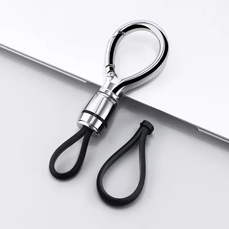 Creative Simple Luxury Leather Rope Metal Pendant Keychain Car Moto Mini Keyring Circle Key Chain Ring Gift
