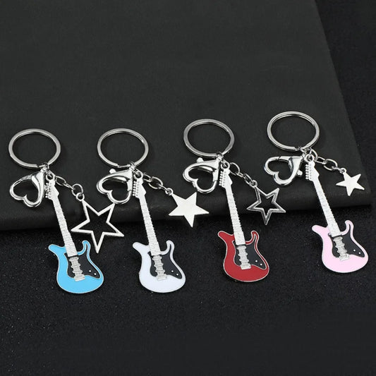 Creative Music Enthusiast Metal Cute Keychain Bass Guitar Pendant Key Ring Accessories Personalized Keyring Lover Small Gift