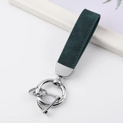 Custom Logo Name Solid Color Keychain Leather Car Business Metal Keyring Head Multi-color Optional Key Buckle Ring Chain Gift