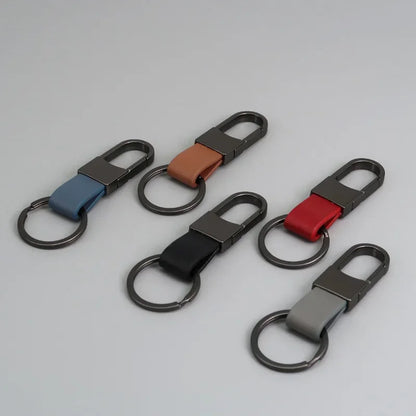 Custom Logo Name Simplicity Matte Finish Metal Leather Keychain with Laser Engraved Keyring Key Ring Chains  Creative for Gif