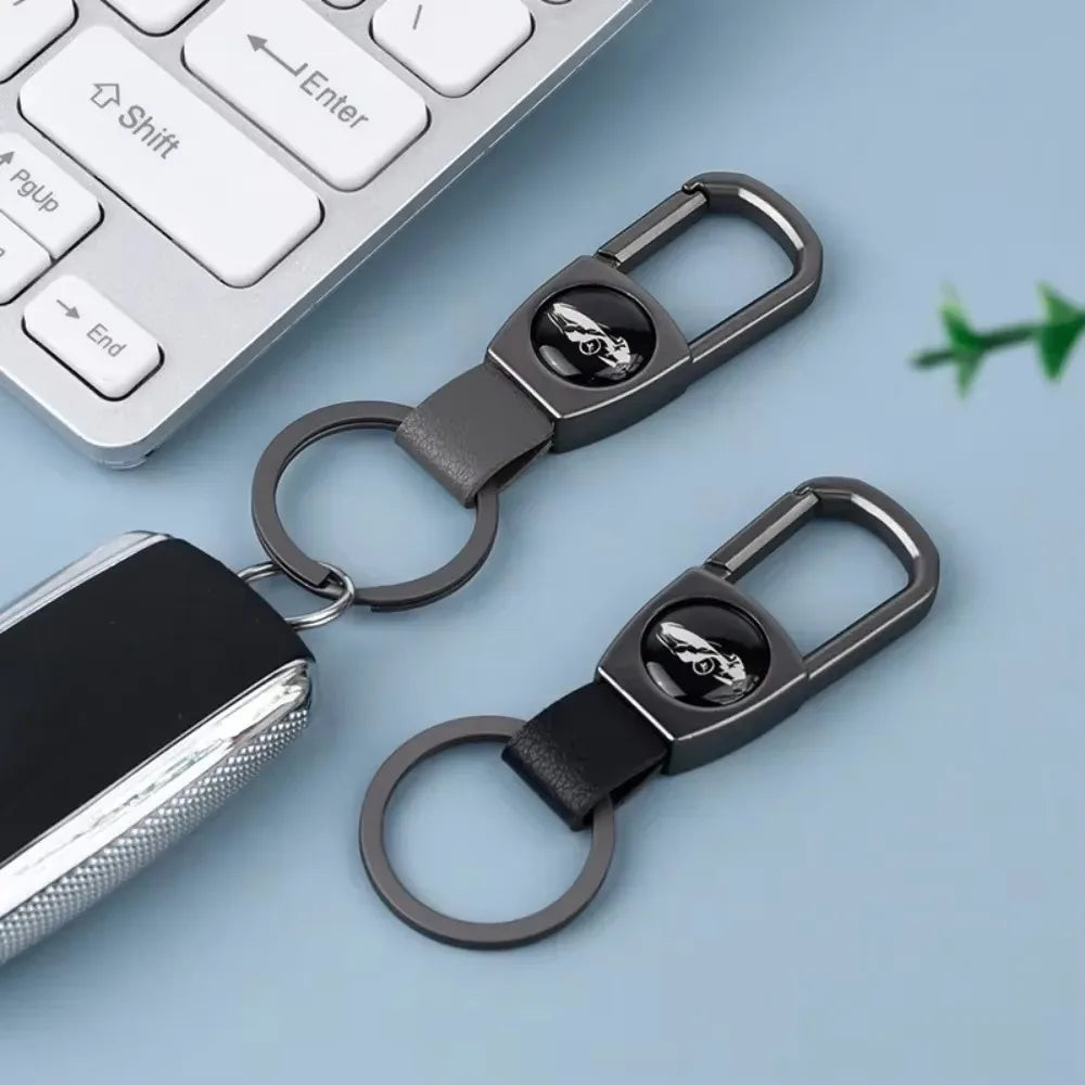 Custom Logo Name Leather Wear Keychain for Men Woman Prevent Simplicity Keyring Loss Creative Metal Car Moto Key Chain Ring Gift