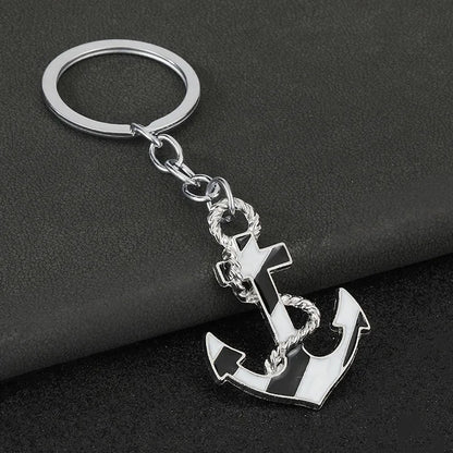 Personalization Originality 3D Metal Keychain Ship's Anchor Three-dimensional Backpack Keyring Adventure Key Chain Ring Gift