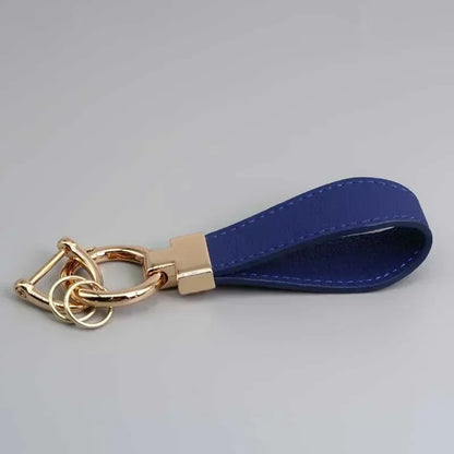 Custom Logo Name Luxury Genuine Leather Keychain Plaid  Colors Women Men Keyring Black Buckle Car Moto Key Ring Chain Gift