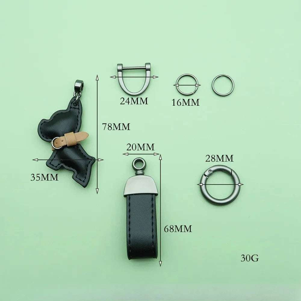 Custom Name Metal Leather Dog Keychain Pendant Moto Car Keyring Laser Engrave Text Cartoon Key Ring Chain Gift