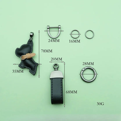 Custom Name Metal Leather Dog Keychain Pendant Moto Car Keyring Laser Engrave Text Cartoon Key Ring Chain Gift