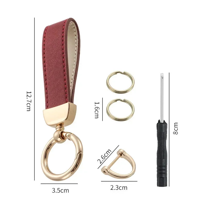 Customized Logo Name PU Leather Keychain Business Leather Key Chain for Men Women Car Keyring O-ring Engraved Engraving Gift