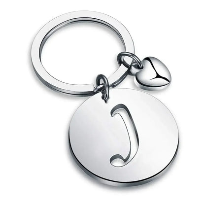 1PCS/2PCS Popular A-Z  Round Brand Stainless Steel Keychain 26 Letter Keyring  Pendant Key Ring Buckle Chains for Car Moto Gift