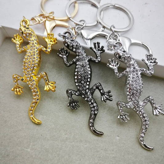 Originality 3D Metal Gecko Lizard Keychain Backpack Pendant Three-dimensional Keyring Badge Key Chain Ring Personalization Gift