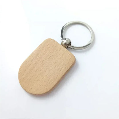 Custom Logo Name Laser Engraved Wooden Car Moto Keychain Personalized Keyring Retro Round Rectangular Pendant Cute Gift