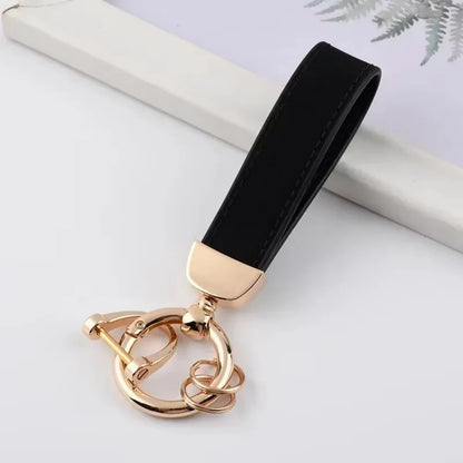 Custom Logo Name Solid Color Keychain Leather Car Business Metal Keyring Head Multi-color Optional Key Buckle Ring Chain Gift