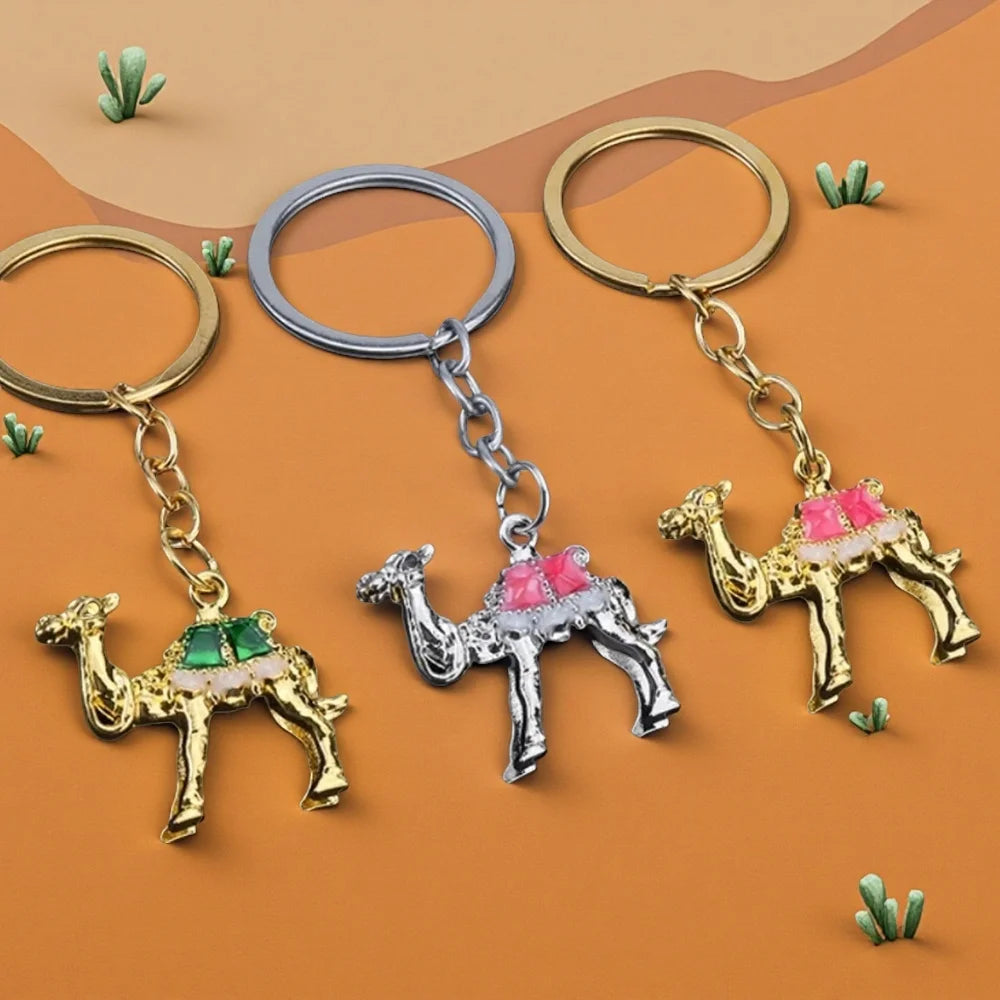 Originality 3D Three-dimensional Keychain Metal Desert Backpack Personalization Keyring Badge Pendant Camel Key Chain Ring Gif