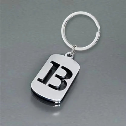 Popular A-Z Square Brand Stainless Steel Keychain 26 Letter Keyring Pendant Key Ring Buckle Chains for Car Motorcyle Gift