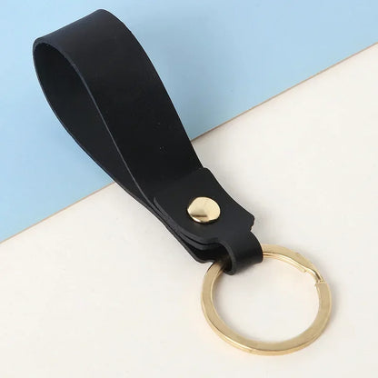 Fashion Personality PU Keychain Metal Cowhide Custom Name Keyring Motorcycle Car Hanging Rope DIY Manual Key Ring Chain Gift