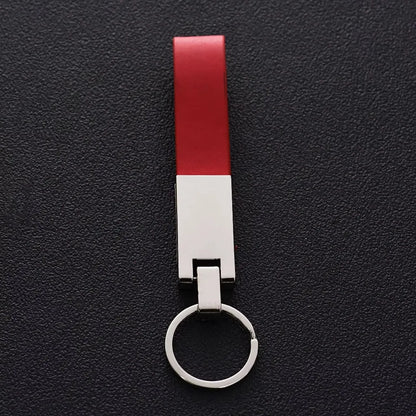 Luxury Business Men Metal Genuine Leather Keychain Car Moto Custom Laser Logo Name Keyring Boutique Key Chain Ring Gift