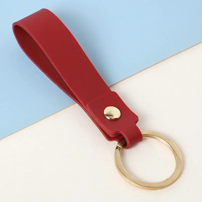 Fashion Personality PU Keychain Metal Cowhide Custom Name Keyring Motorcycle Car Hanging Rope DIY Manual Key Ring Chain Gift