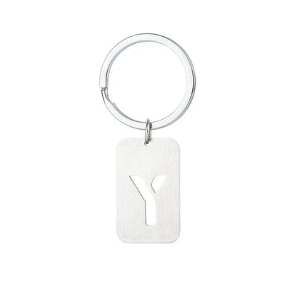 New Creative Hollowed Out 26 Letter Keychain Brushed Military Brand Pendants  Key Ring Buckle Chains Car Motorcyler Keyring Gift