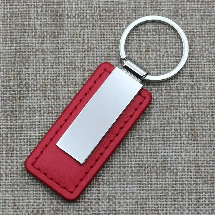 Metal Stainless Steel Leather Car Moto Keychain Men and Women Keyring Custom Laser Engraving Name Logo Key Chain Ring Gift