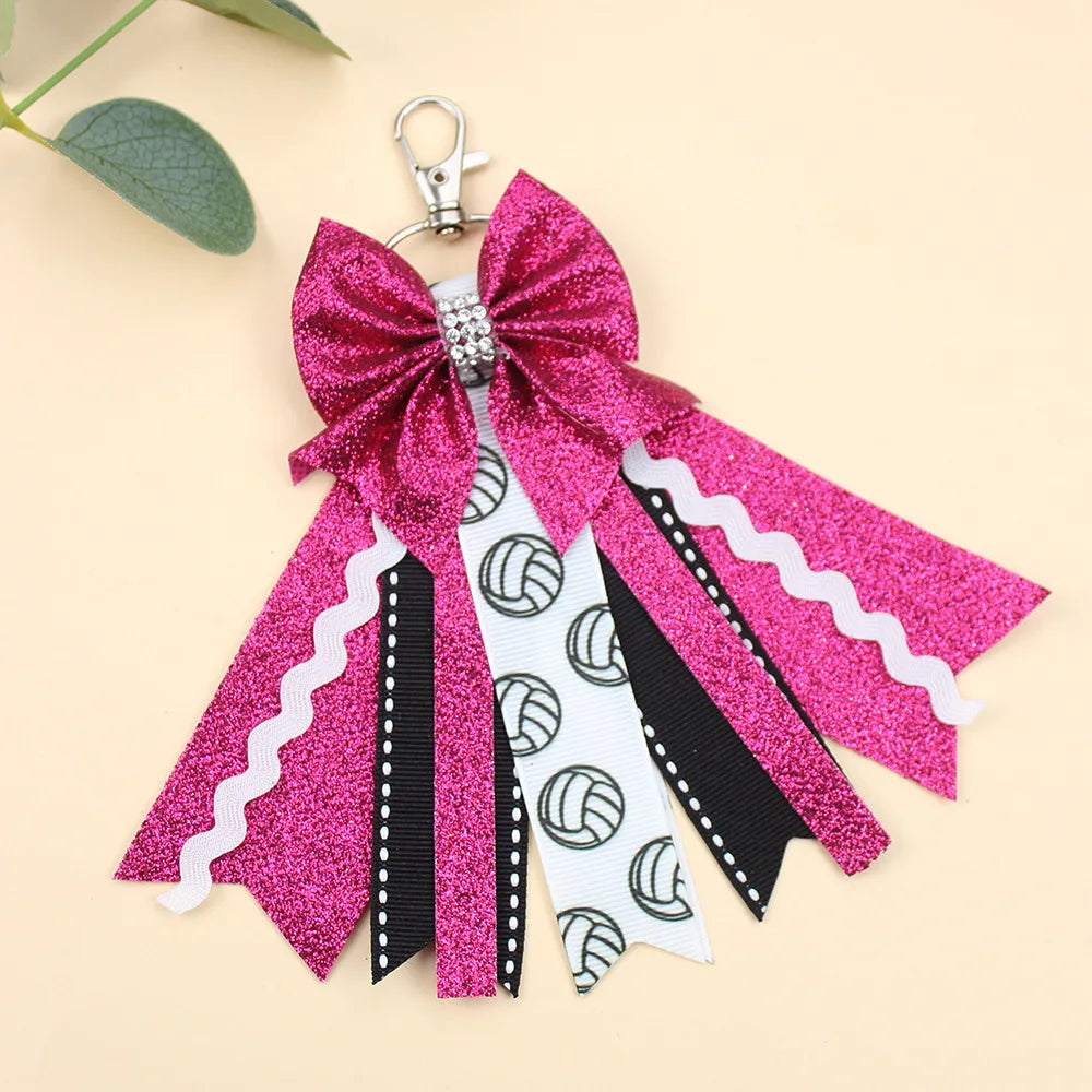 Originality Silk Ribbon Cloth Butterfly Keychain Flower Cheerleaders Keyring for Woman Pendant Backpack Key Ring Chain Gift