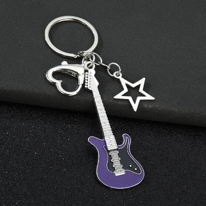 Creative Music Enthusiast Metal Cute Keychain Bass Guitar Pendant Key Ring Accessories Personalized Keyring Lover Small Gift