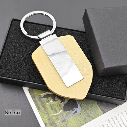 Custom Name Laser Engraved Logo Keychain Shield Circle Rectangle Keyring Home Metal Autos Key Chain Ring Individualization Gift