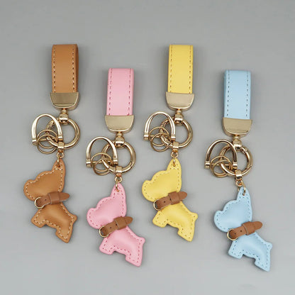 Custom Name Metal Leather Dog Keychain Pendant Moto Car Keyring Laser Engrave Text Cartoon Key Ring Chain Gift