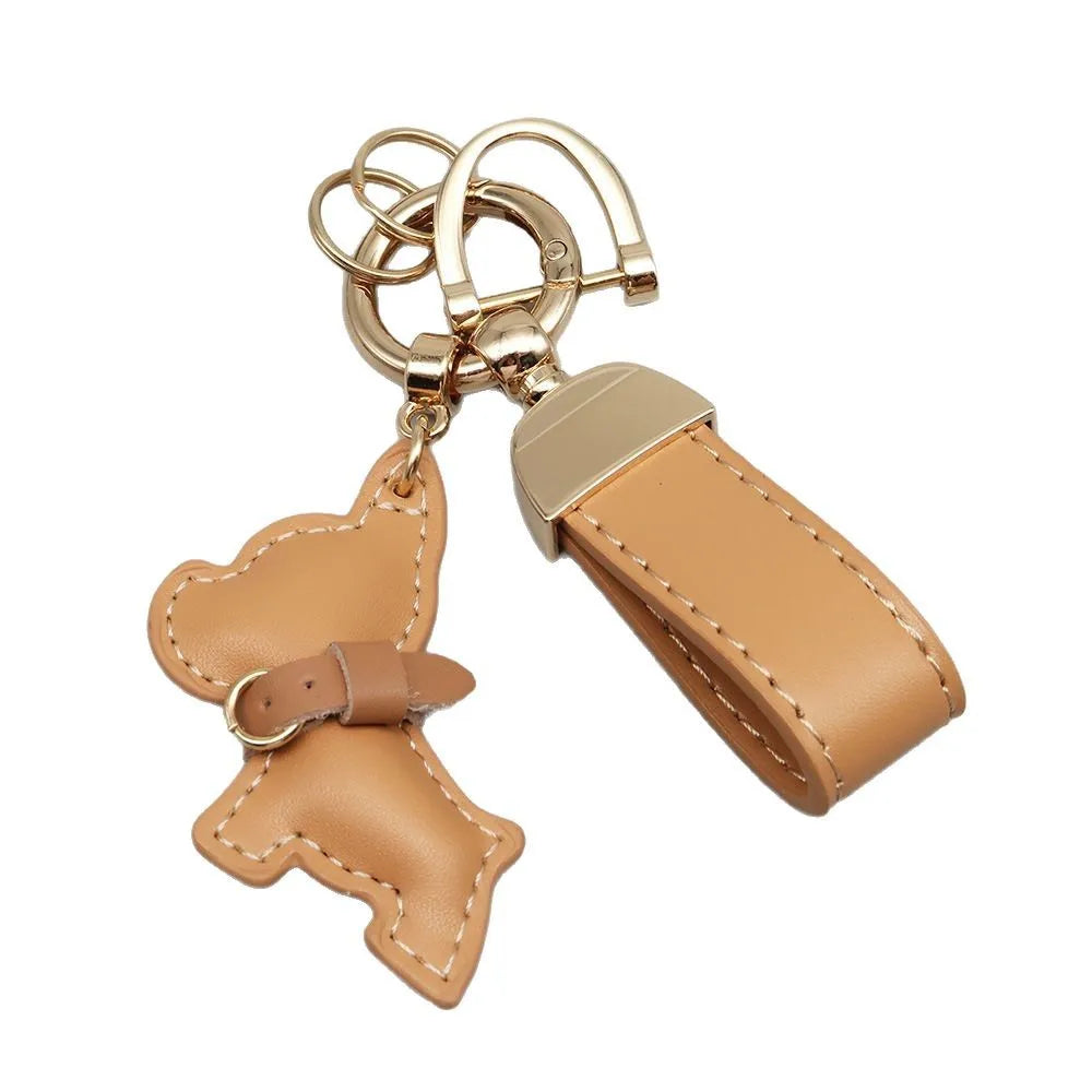 Custom Name Metal Leather Dog Keychain Pendant Moto Car Keyring Laser Engrave Text Cartoon Key Ring Chain Gift
