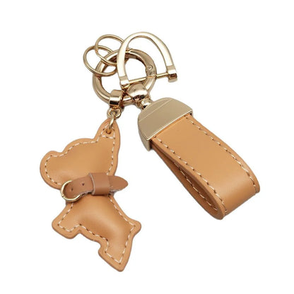 Custom Name Metal Leather Dog Keychain Pendant Moto Car Keyring Laser Engrave Text Cartoon Key Ring Chain Gift