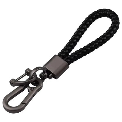 Creative Idea Leather Weave Keychain Custom Logo Name Keyring Metal  Color Alloy Car Moto Upscale Key Chain Ring Lovers Gift