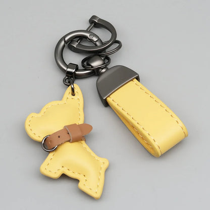 Custom Name Metal Leather Dog Keychain Pendant Moto Car Keyring Laser Engrave Text Cartoon Key Ring Chain Gift