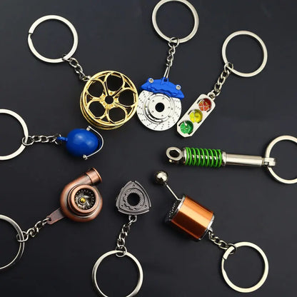 Creative Metal Mini Auto Parts Car Wheel Keychain Auto Enthusiast Keyring Accessories Key Ring Chain for Men Woman Lover Gift