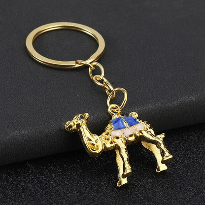 Originality 3D Three-dimensional Keychain Metal Desert Backpack Personalization Keyring Badge Pendant Camel Key Chain Ring Gif