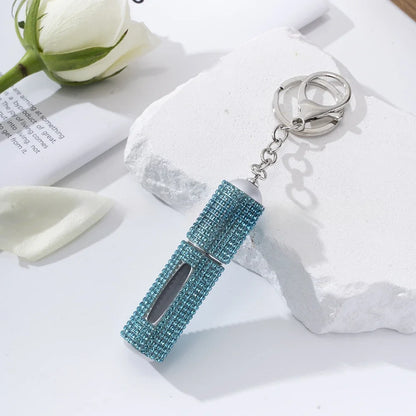 Creative Diamond-encrusted Keychain Mini Perfume Metal Bottom Hot-selling Keychain Charging Bottling Women Key Chain Ring Gift