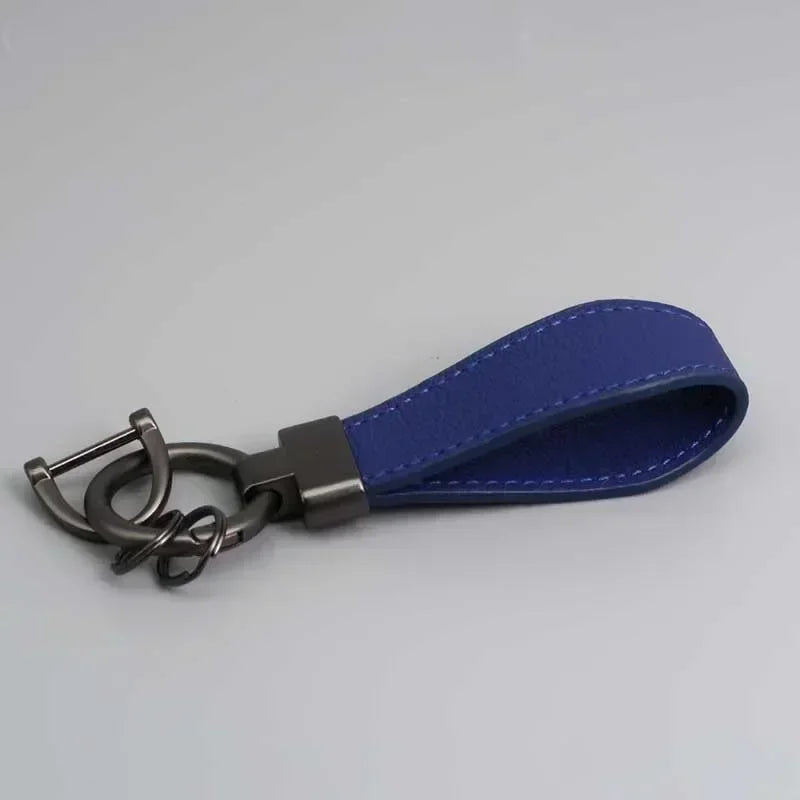 Custom Logo Name Luxury Genuine Leather Keychain Plaid  Colors Women Men Keyring Black Buckle Car Moto Key Ring Chain Gift