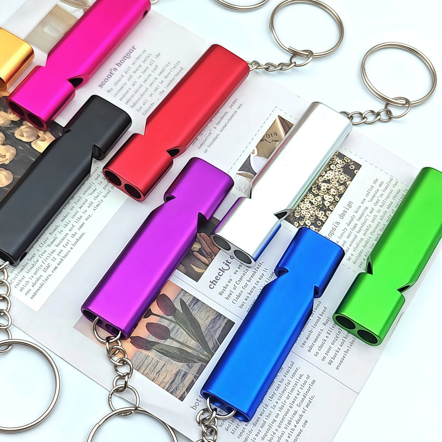 Portable EDC Whistle Emergency Survival Keychain Dual Frequency Survival Keyring Outdoor Camping Hiking Key Chain Ring Gift