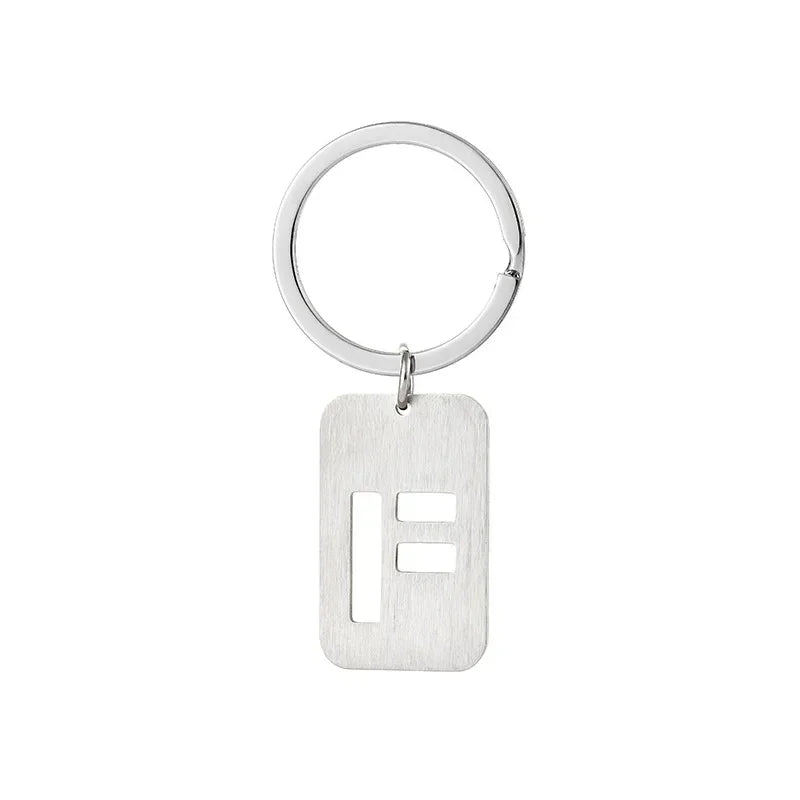 New Creative Hollowed Out 26 Letter Keychain Brushed Military Brand Pendants  Key Ring Buckle Chains Car Motorcyler Keyring Gift
