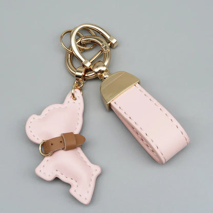 Custom Name Metal Leather Dog Keychain Pendant Moto Car Keyring Laser Engrave Text Cartoon Key Ring Chain Gift