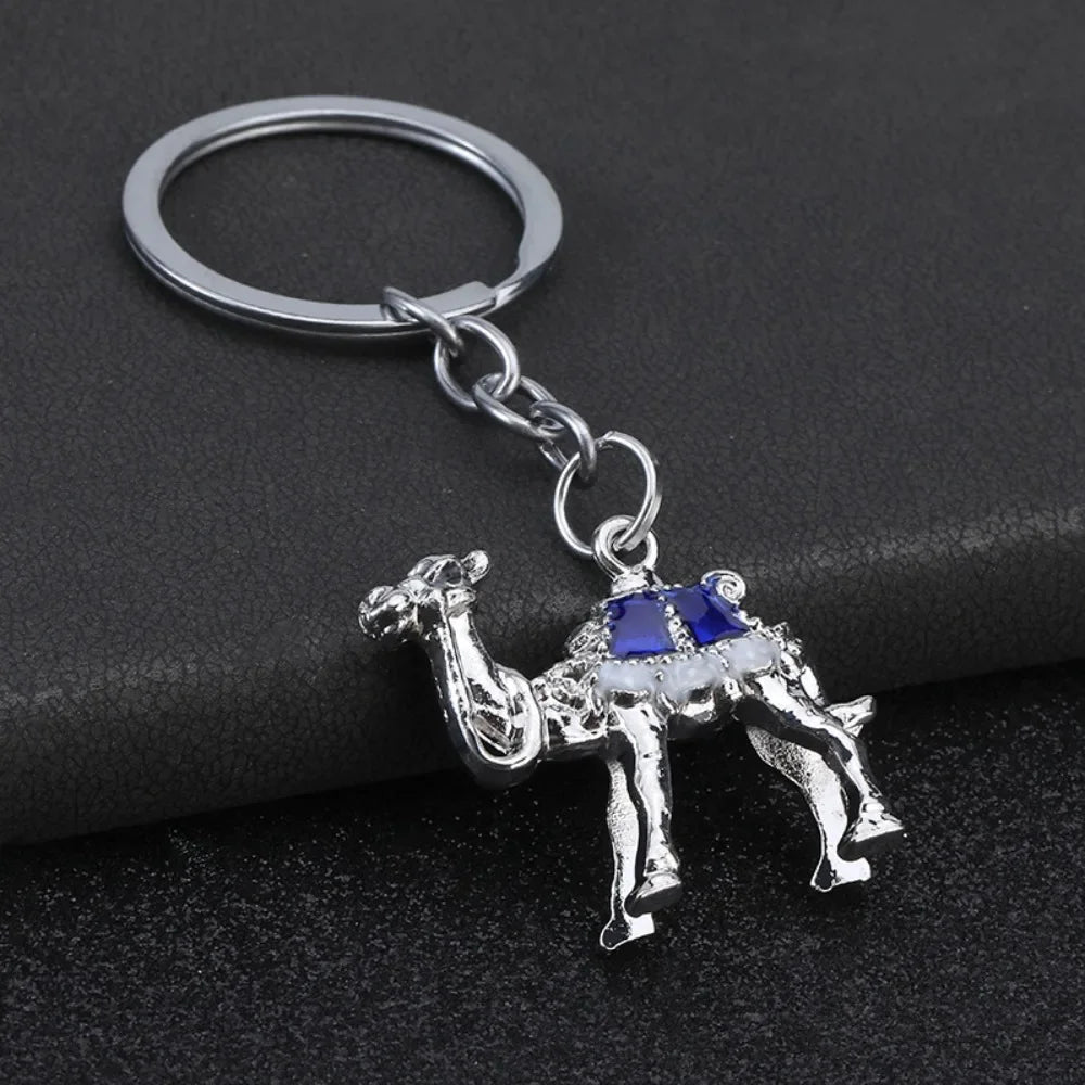 Originality 3D Three-dimensional Keychain Metal Desert Backpack Personalization Keyring Badge Pendant Camel Key Chain Ring Gif