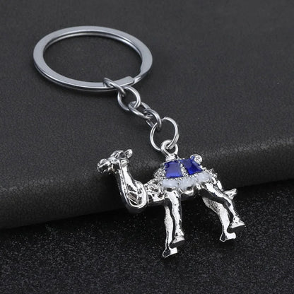 Originality 3D Three-dimensional Keychain Metal Desert Backpack Personalization Keyring Badge Pendant Camel Key Chain Ring Gif