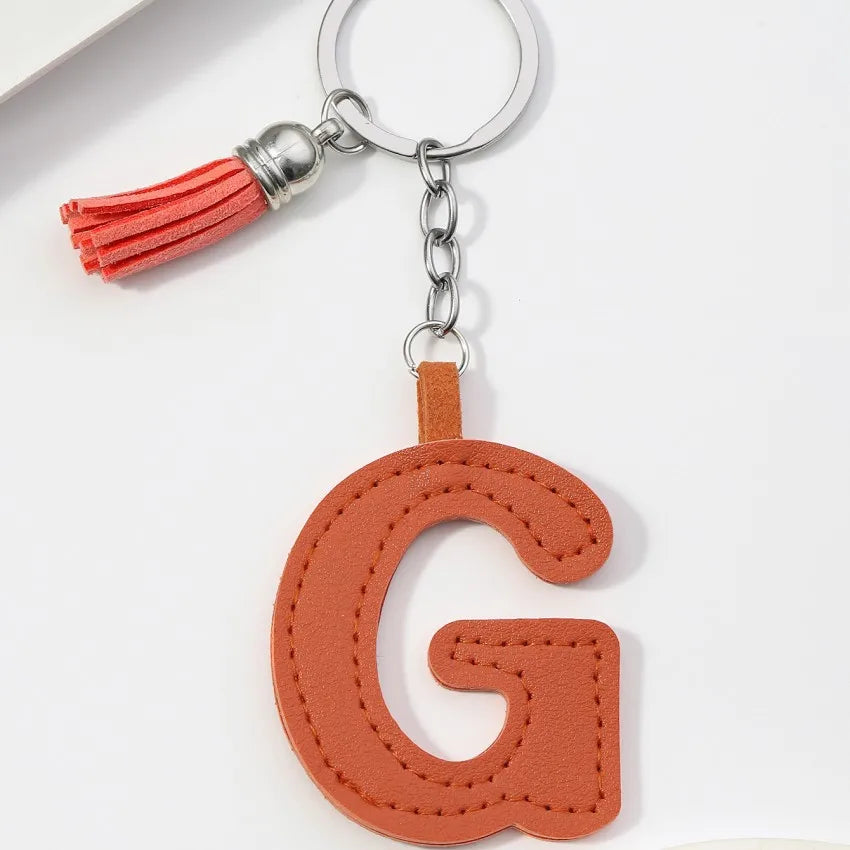 Popular A-Z Color Tassels Keychain 26 Letter Keyring Backpack Pendant Key Ring Buckle Chains for Car Moto Gift