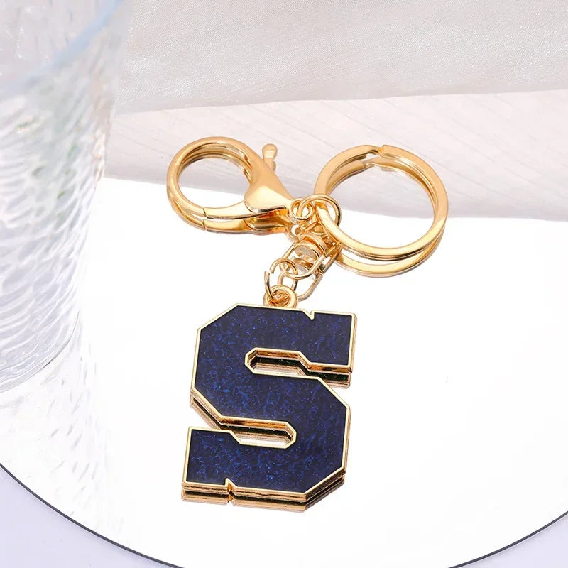 Fashion Bag Pendant Keychain A-Z Initials Keyring for Couples Metal Pendant DIY Gift for Men Women 26 Alphabet Accessories Gift