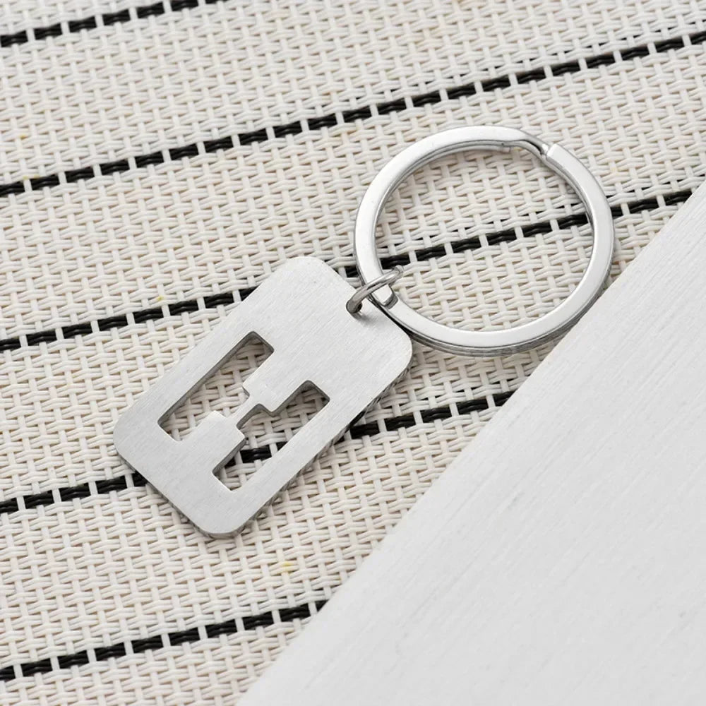 New Creative Hollowed Out 26 Letter Keychain Brushed Military Brand Pendants  Key Ring Buckle Chains Car Motorcyler Keyring Gift