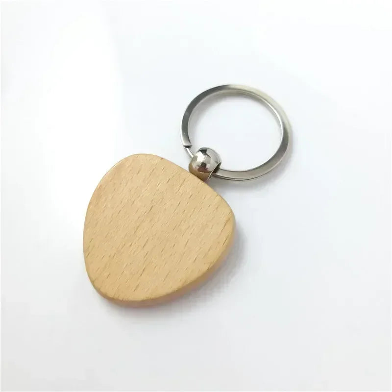Custom Logo Name Laser Engraved Wooden Car Moto Keychain Personalized Keyring Retro Round Rectangular Pendant Cute Gift