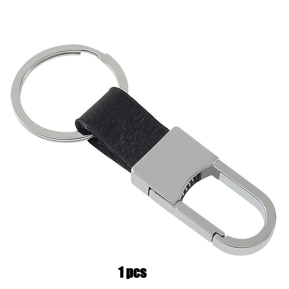 1/4PCS Personalized Leather Splicing Waist Hanging Car Keychain Metal Key Ring Chain Motorcycle Keyring Accessories for Man Gift