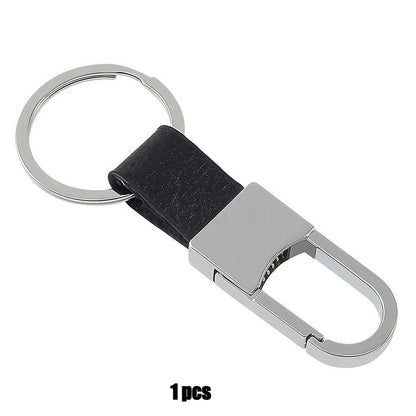 1/4PCS Personalized Leather Splicing Waist Hanging Car Keychain Metal Key Ring Chain Motorcycle Keyring Accessories for Man Gift