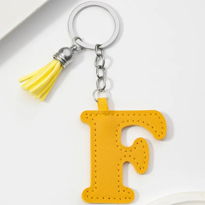 Popular A-Z Color Tassels Keychain 26 Letter Keyring Backpack Pendant Key Ring Buckle Chains for Car Moto Gift