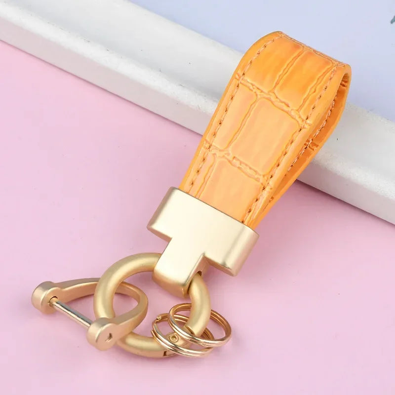 Custom Logo Name Luxury Leather Keychain PU Metal Accessories Backpack Keyring Car Motorcycle Women Girl Key Chain Ring Gift