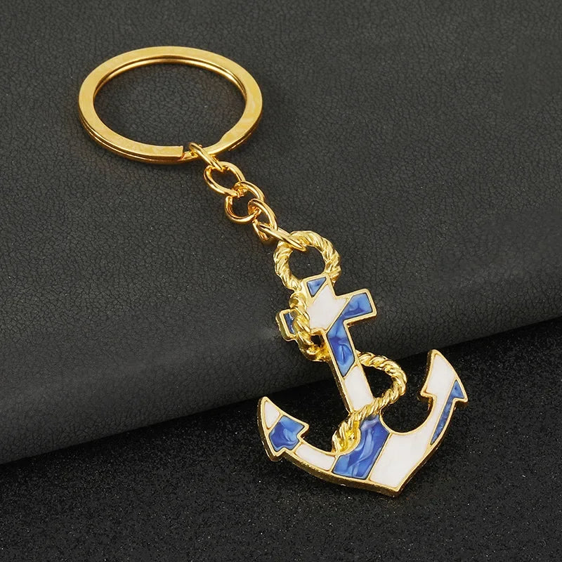 Personalization Originality 3D Metal Keychain Ship's Anchor Three-dimensional Backpack Keyring Adventure Key Chain Ring Gift