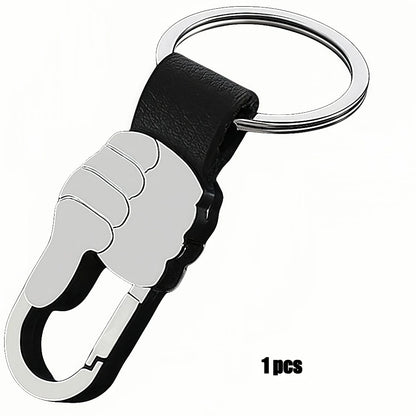 1/4PCS Personalized Leather Splicing Waist Hanging Car Keychain Metal Key Ring Chain Motorcycle Keyring Accessories for Man Gift