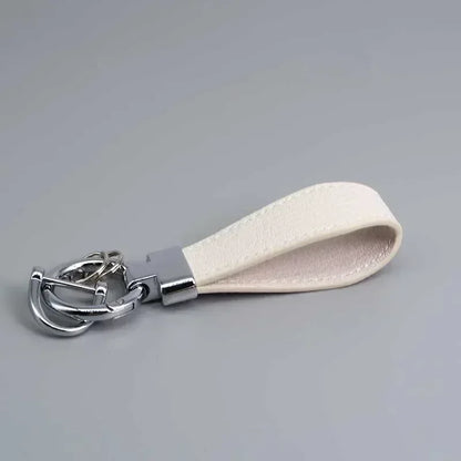 Custom Logo Name Luxury Genuine Leather Keychain Plaid  Colors Women Men Keyring Black Buckle Car Moto Key Ring Chain Gift